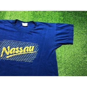 Vintage 80s Nassau Bahamas Men's Single Stitch Graphic Tee Size Medium Blue USA